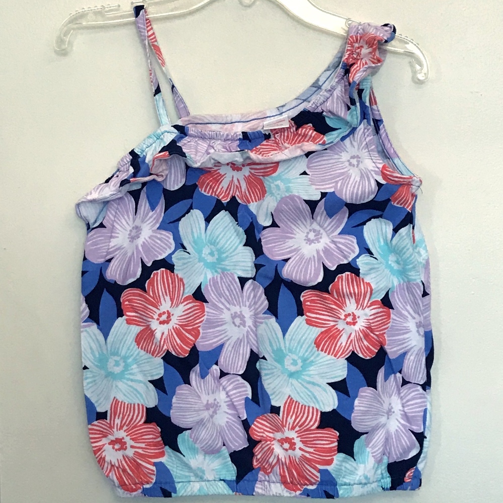 Printed Off-Shoulder Fringe Tank Top